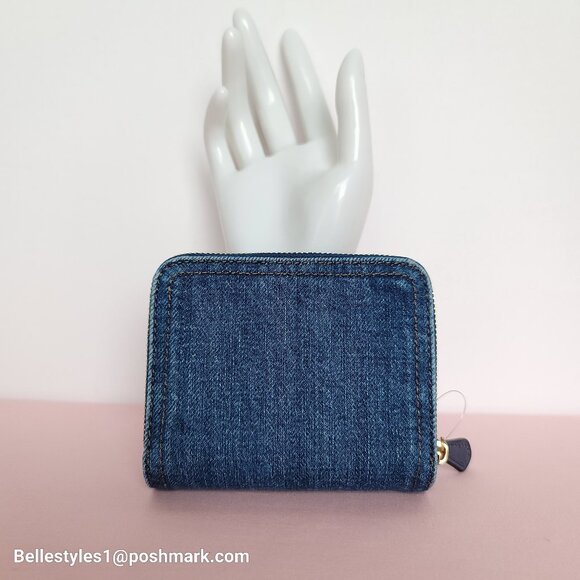 COACH Billfold Small Wallet in Denim Fabric-Deep Blue color ⭐ - Picture 7 of 16